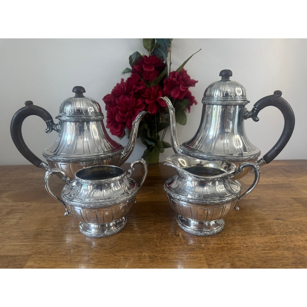Vintage St. Paul's Canada Silverplate Tea Coffee Service Set Art Deco Dining